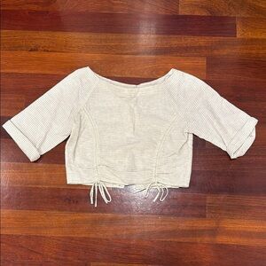 Zara White Crop Tie Front Blouse
